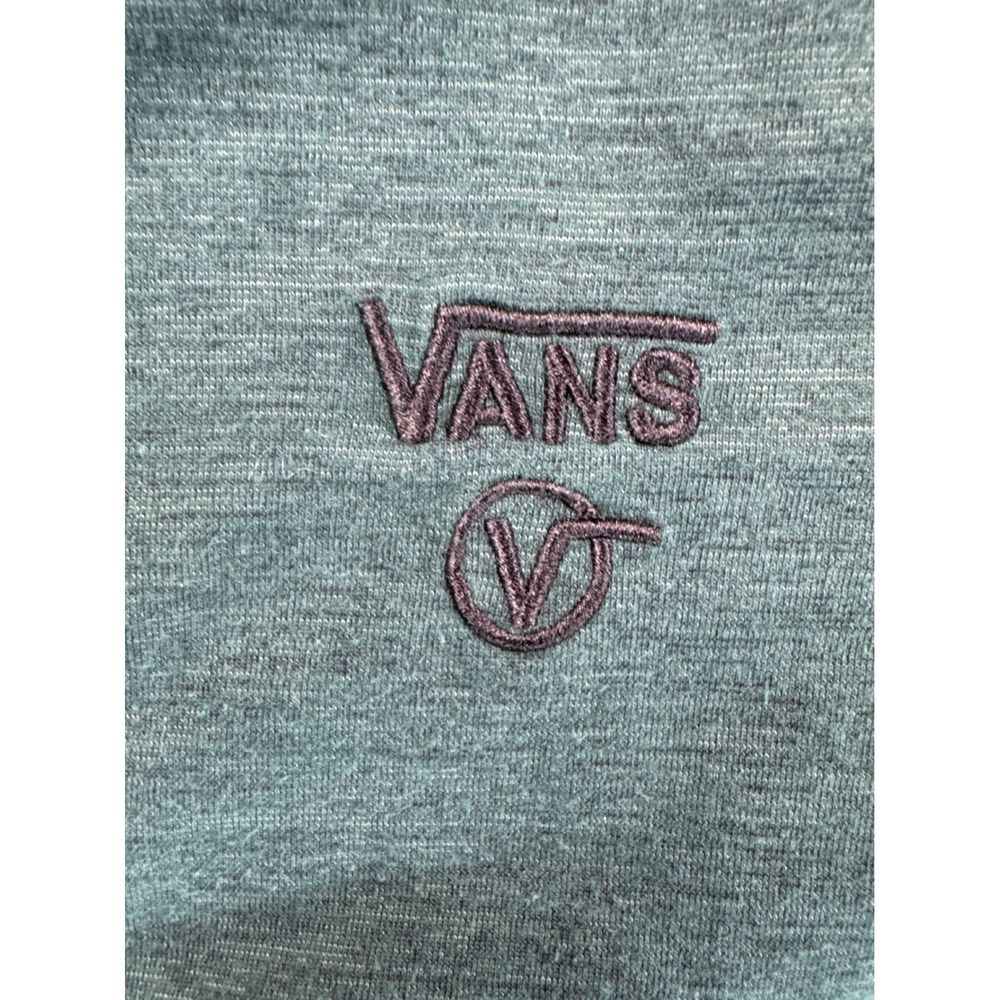 Vans Off The Wall Mens Medium Green Heathered Lightweight Raglan Hoodie Shirt - Picture 7 of 9